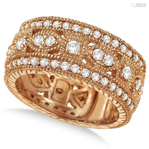 Vintage Style Style Byzantine Wide Band Diamond Ring 14