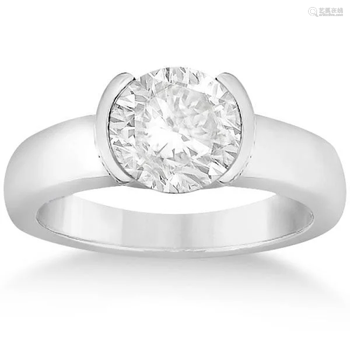 Half-Bezel Solitaire Engagement Ring in Platinum