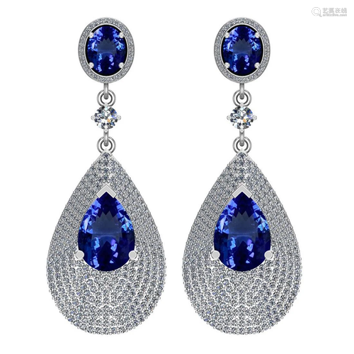 Certified 16.50 Ctw VS/SI1 Tanzanite And Diamond 14k …