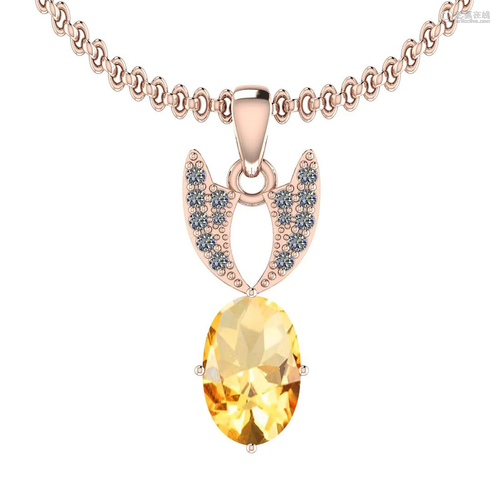 Certified 4.05 Ctw Yellow Topaz And Diamond I2/I3 14K R