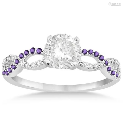 Infinity Diamond and Amethyst Engagement Ring in 14k Wh