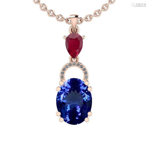 Certified 5.36 Ctw VS/SI1 Tanzanite,RUBY And Diamond…