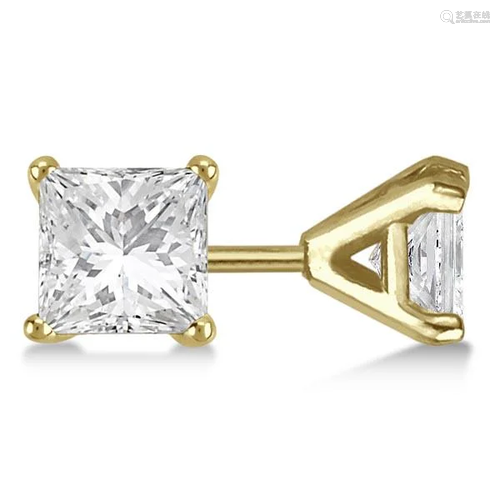 1.00ctw. Martini Princess Diamond Stud Earrings 14kt Ye