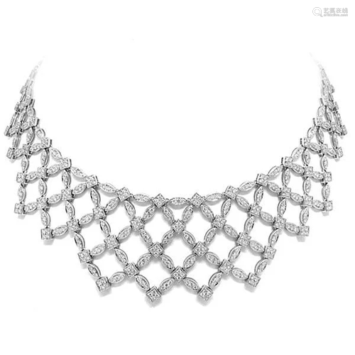 10.42ct 18k White Gold Diamond Fancy Necklace