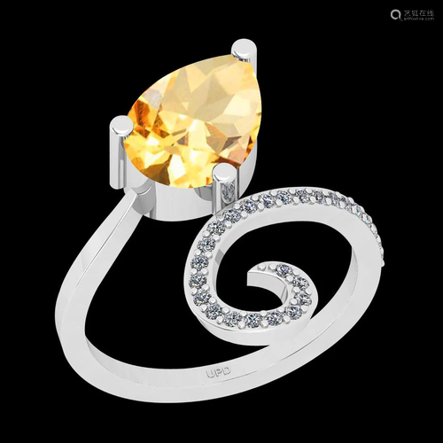 Certified 2.65 Ctw I2/I3 Citrine And Diamond 10K White