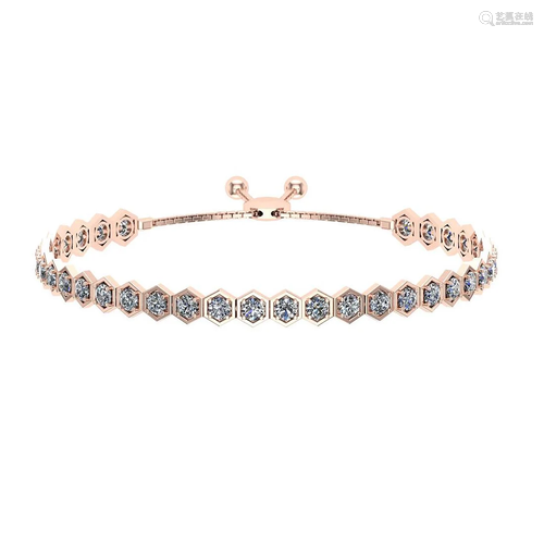 2.84 Ctw SI2/I1 Diamond 14K Rose Gold Slide Bracelet