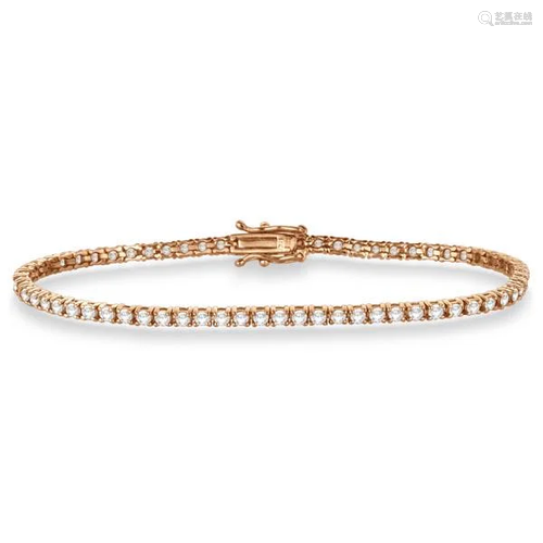 Eternity Diamond Tennis Bracelet 14k Rose Gold 3.51ctw