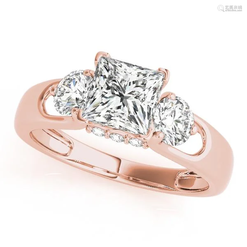 Certified 0.98 Ctw SI2/I1 Diamond 14K Rose Gold three S