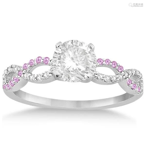 Infinity Diamond and Pink Sapphire Engagement Ring 14K