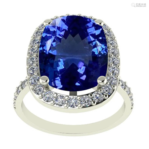 Certified 5.91 Ctw SI2/I1 Tanzanite And Diamond 14k Whi