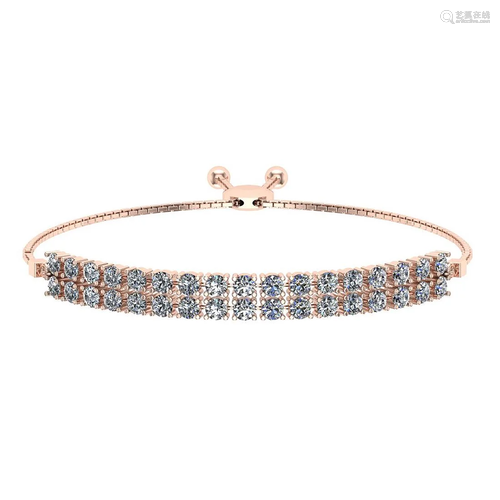 0.54 Ctw SI2/I1 Diamond 14K Rose Gold Slide Bracelet