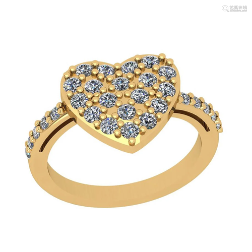 Certified 0.45 Ctw I2/I3 Diamond 10K Yellow Gold Heart