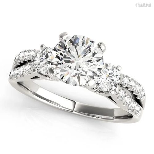 Certified 1.25 Ctw SI2/I1 Diamond 14K White Gold three