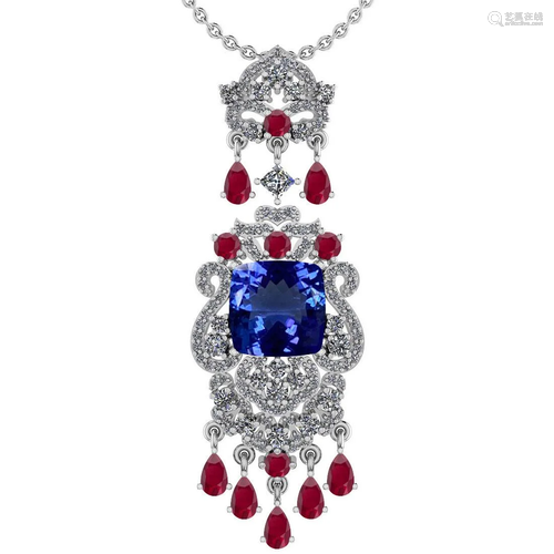 Certified 11.78 Ctw VS/SI1 Tanzanite,RUBY And Diamond 1