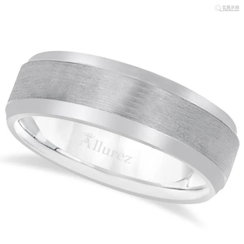 Comfort-Fit Carved Wedding Band in platinum for Men 7…