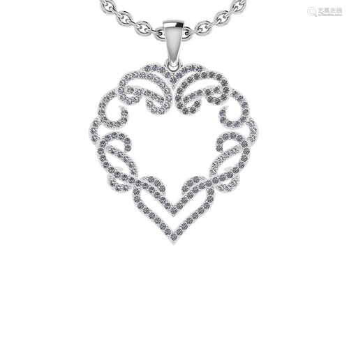 Certified 0.93 Ctw SI2/I1 Diamond 14K White Gold Neckla