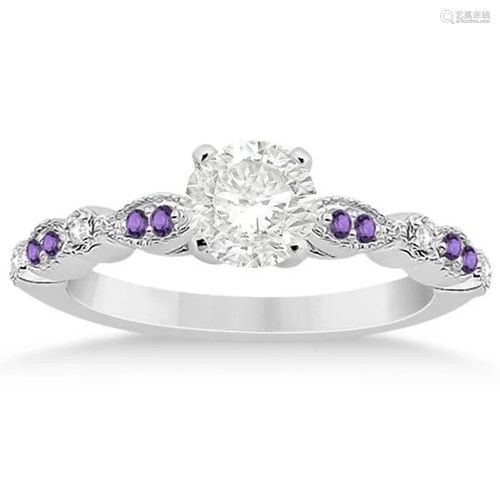 Marquise and Dot Diamond Amethyst Engagement Ring …