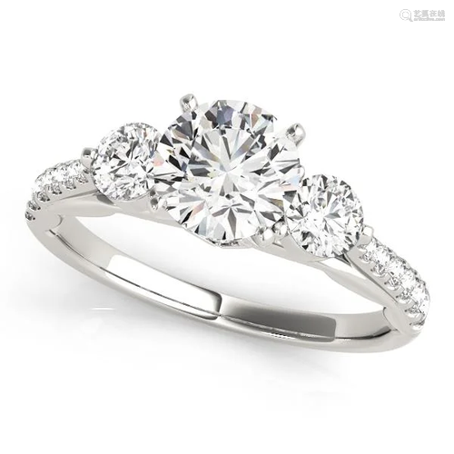 Certified 1.00 Ctw SI2/I1 Diamond 14K White Gold three