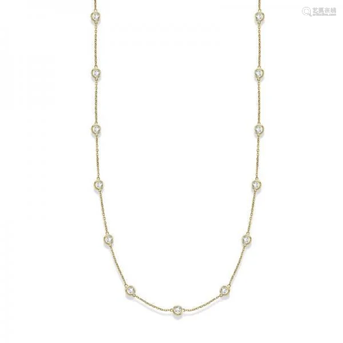 36 inch Station Station Necklace 14k Yellow Gold 3.00ct