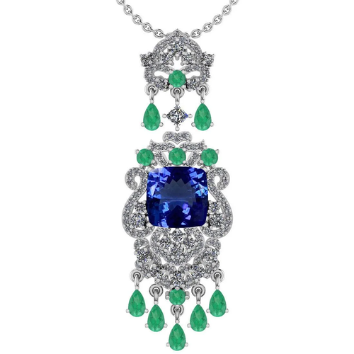 Certified 11.78 Ctw VS/SI1 Tanzanite,Emerald And Diamon