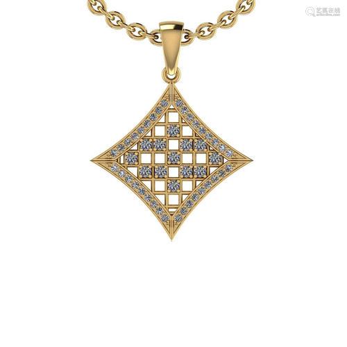 Certified 0.54 Ctw SI2/I1 Diamond 14K Yellow Gold Neckl