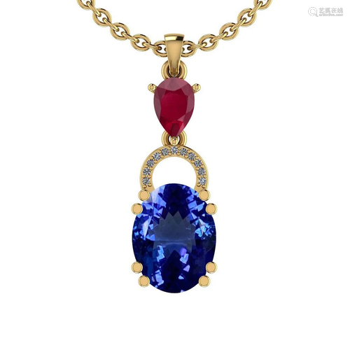 Certified 5.36 Ctw VS/SI1 Tanzanite,RUBY And Diamond…