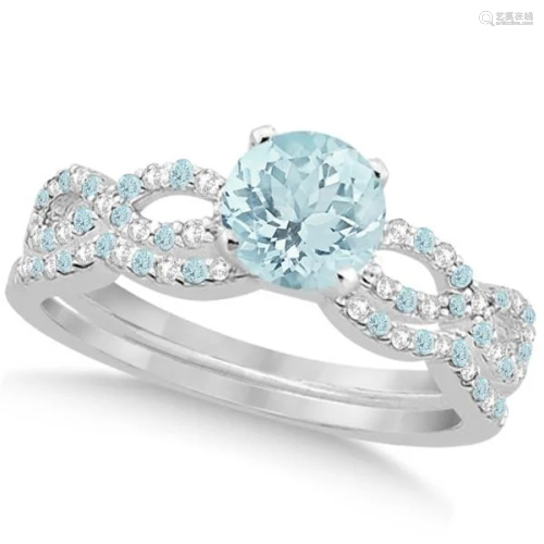 Aquamarine and Diamond Infinity Style Bridal Set 14k …