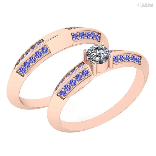 Certified 0.81 Ctw I2/I3 Tanzanite And Diamond 14K Rose