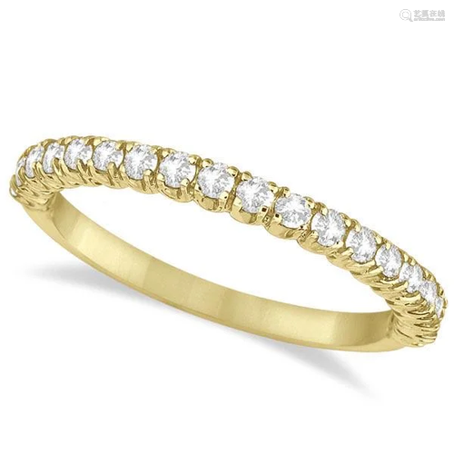 Half-Eternity Pave Thin Diamond Stacking Ring 14k Yello