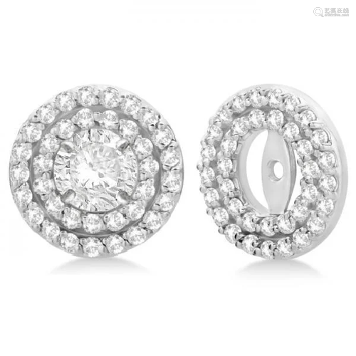 Double Halo Diamond Earring Jackets for 9mm Studs 14k W