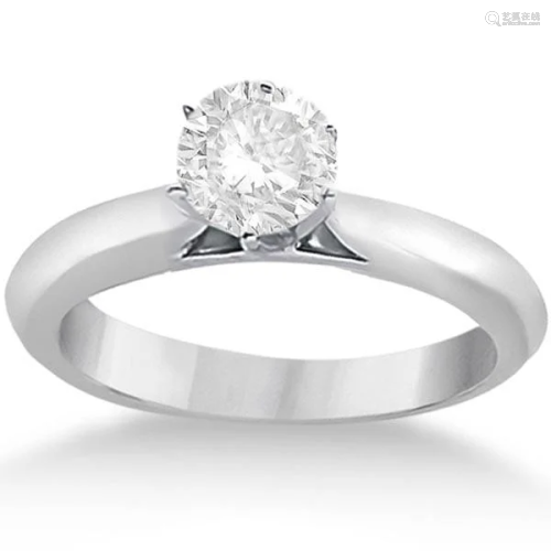 1.00 CTW DIAMOND Six-Prong 14k White Gold Solitaire Eng
