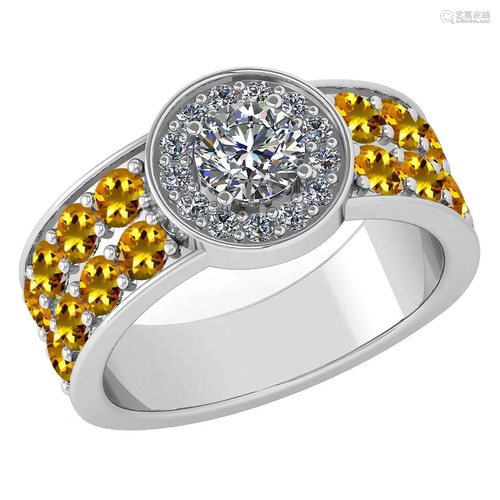 Certified 2.08 Ctw I2/I3 Yellow Sapphire And Diamond 14