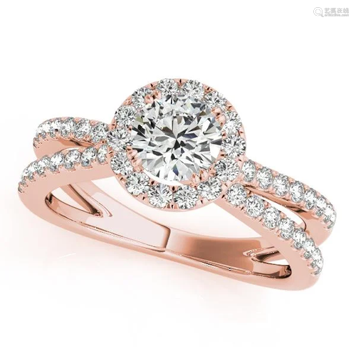 Certified 1.10 Ctw SI2/I1 Diamond 14K Rose Gold Engagem