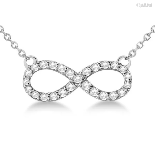 Twisted Infinity Diamond Pendant Necklace 14k White Gol