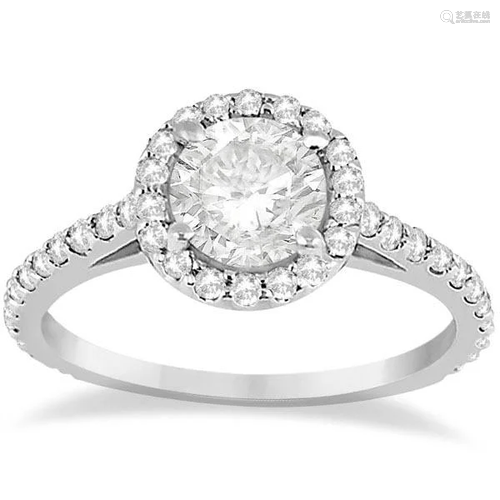 Halo Diamond Cathedral Engagement Ring Setting 14k Whit