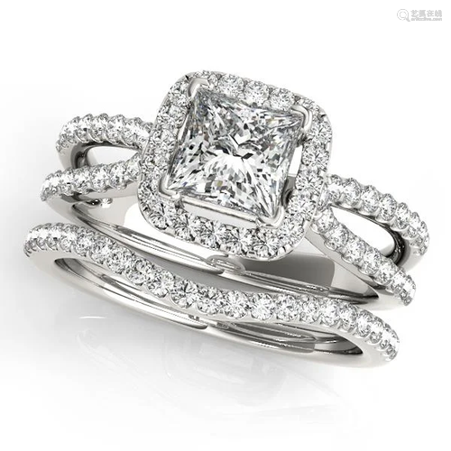 Certified 1.25 Ctw SI2/I1 Diamond 14K White Gold Bridal