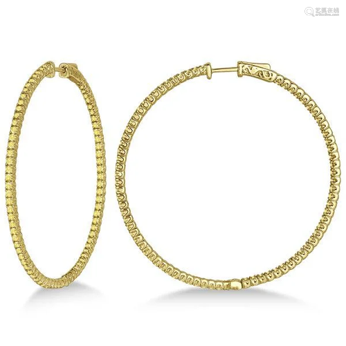 X-Large Yellow Canary Diamond Hoop Earrings 14k Yellow