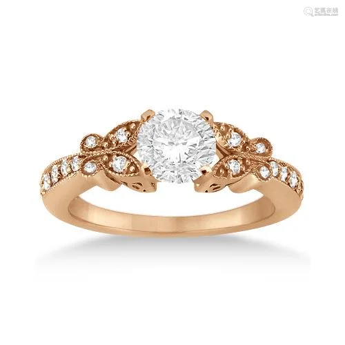 Butterfly Diamond Engagement Ring Setting 14k Rose Gold