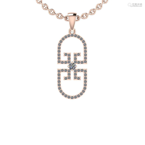 Certified 0.62 Ctw SI2/I1 Diamond 14K Rose Gold Necklac