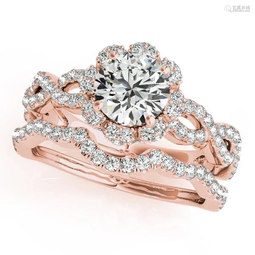 Certified 0.85 Ctw SI2/I1 Diamond 14K Rose Gold Bridal