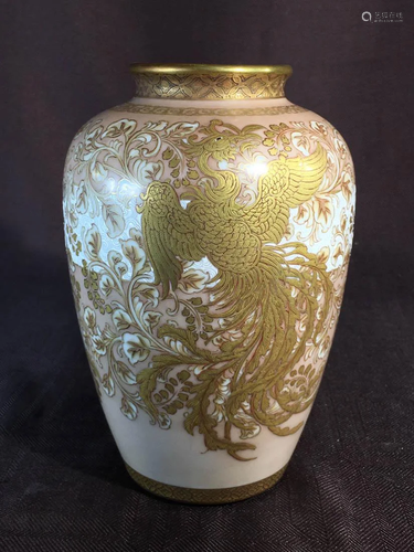 Japanese Kutani Porcelain Vase with Pheonix