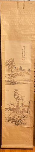 Chinese Scroll Painting - Landscape by Shi Xiao Chang