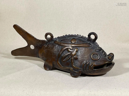 Japanese Bronze Fish Bell - Hanging Piece