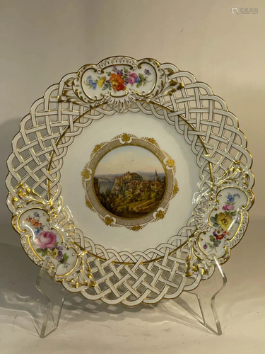 Hand Painted German Porcelain Plate - Hohnstein