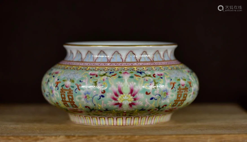 Chinese Famill Rose Porcelain Bowl - Lotus Vine