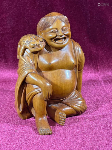 Chinese Boxwood Figurine of a Louhai