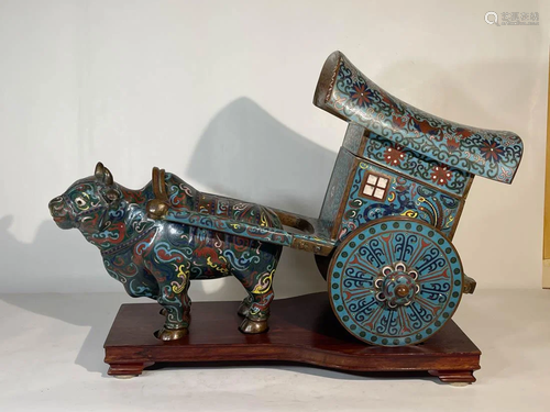 Chinese Cloisonne Ox Wagon