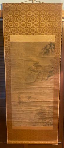 Chinese 18th cen Scroll Painting - River and Boat Scene