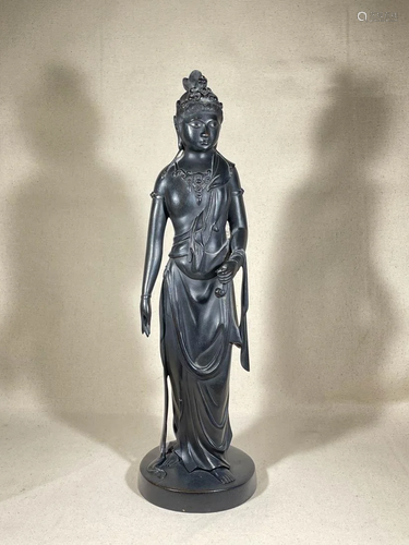 Japanese Meiji Bronze Standing Kuanyin