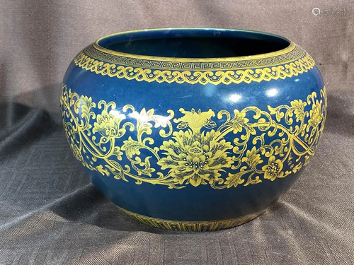 Chinese Blue Porcelain Bowl with Gilt